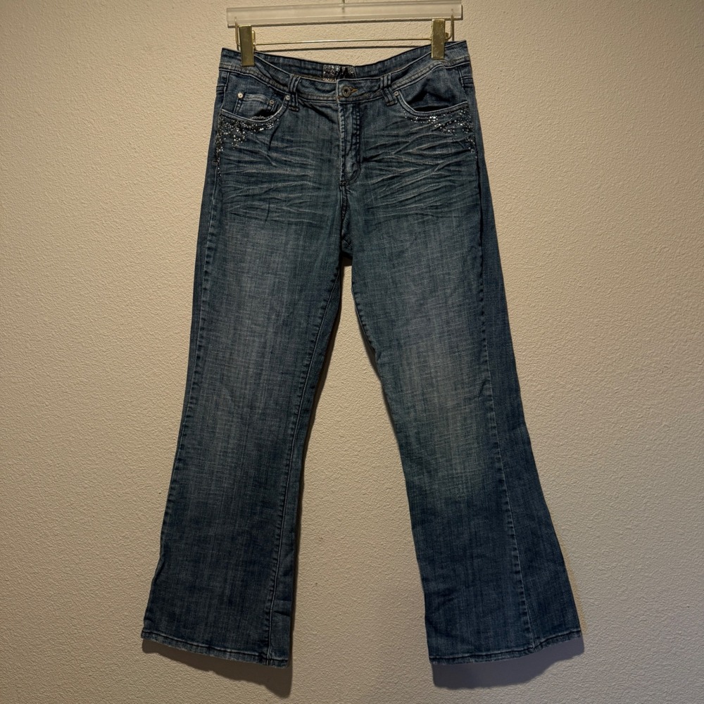 Made Jeans Women's Bootcut Embellished Denim‎ Jeans Blue Size 15/16